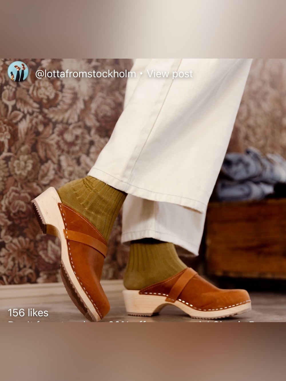 Lottaofstockholm Chestnut/Tan Leather Clogs — Slip-On Wooden-Style